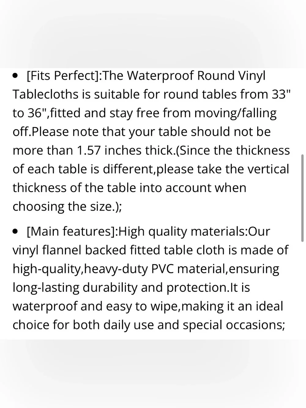 Waterproof Vinyl Tablecloth 36” ROUND - Orange Twill Weave